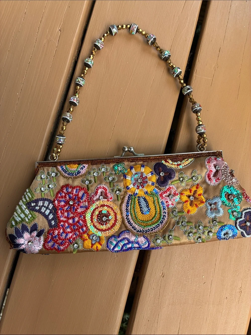 VintageBeaded Floral Embroidered Evening Clutch in Multicolor